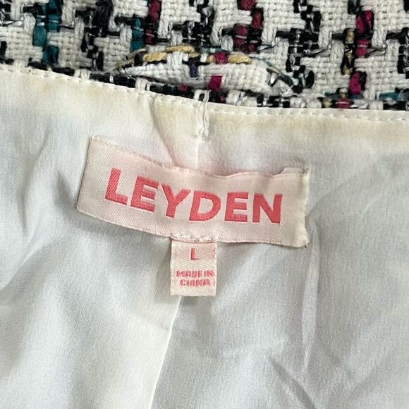 Leyden Tweed Mini Skirt With Fringe White and Black School Girl Academia Size L - Picture 5 of 15